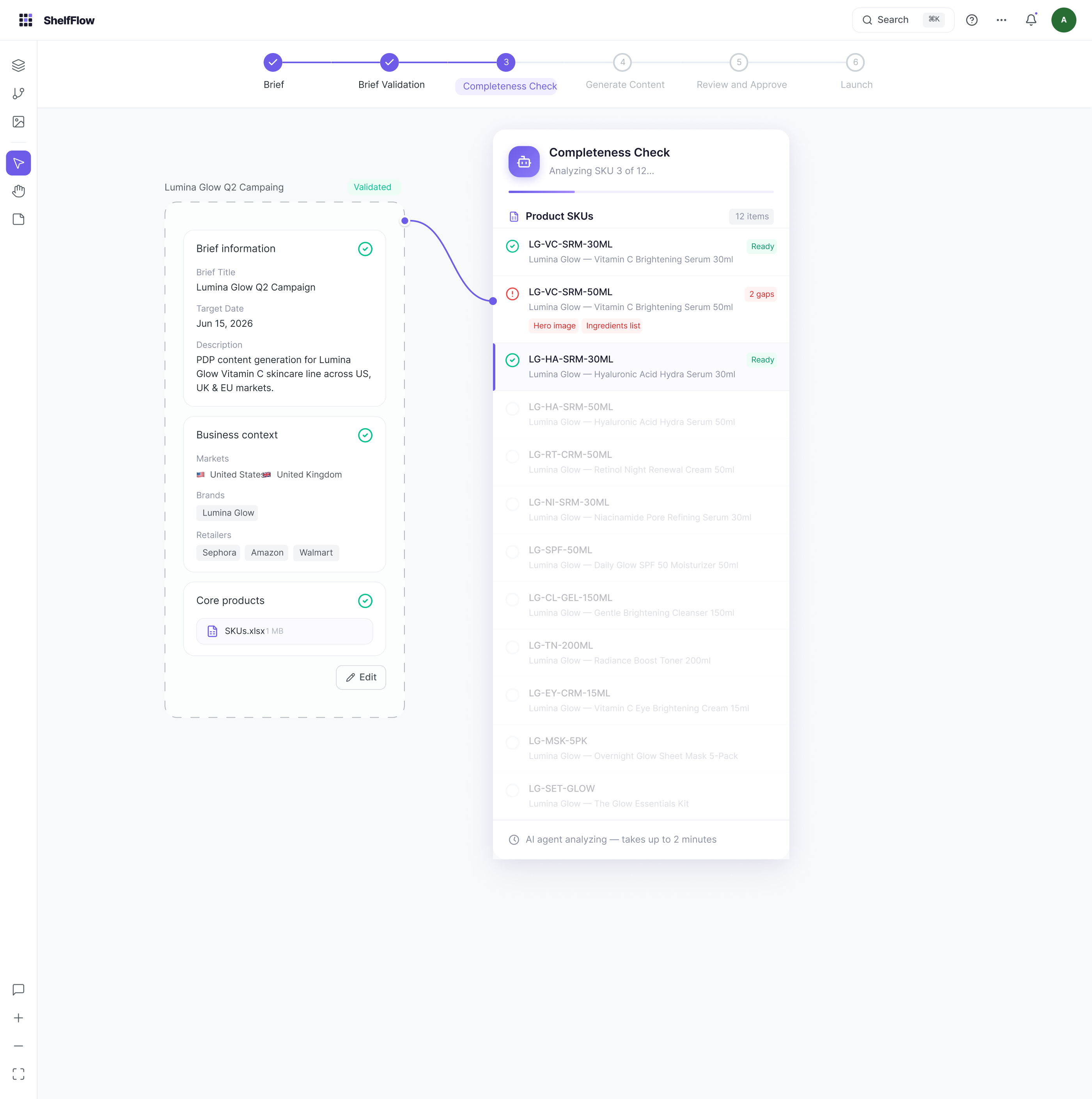 Completeness check scanning SKUs